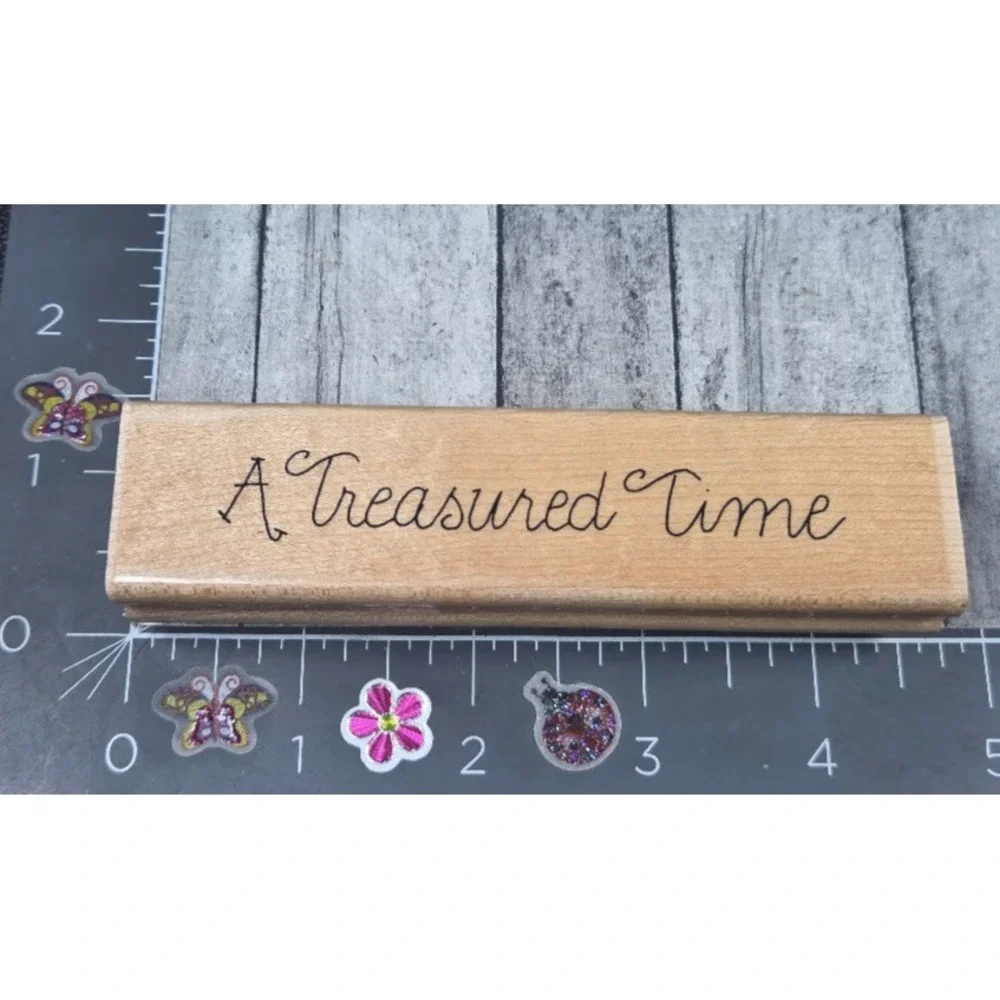 CTMH A Treasured Time Script Rubber Stamp Wood #R110